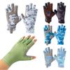 1 Paar Camouflage-Halbfinger-Angelhandschuhe, LSF 50+, UV-Schutz, leicht, für Herren und Damen, Outdoor-Sport, Segeln, Kajak, Paddeln, Rudern, fingerlose Handschuhe