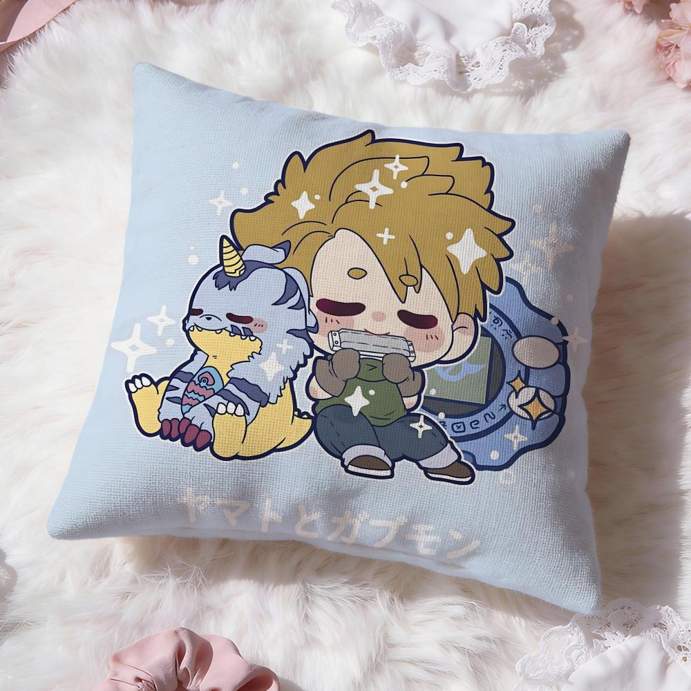 Cute D-Digimon Adventure Cushion Cover Premium Comfort Reversible Pillow Cove -Two in One Design for Any Room & Car Interior