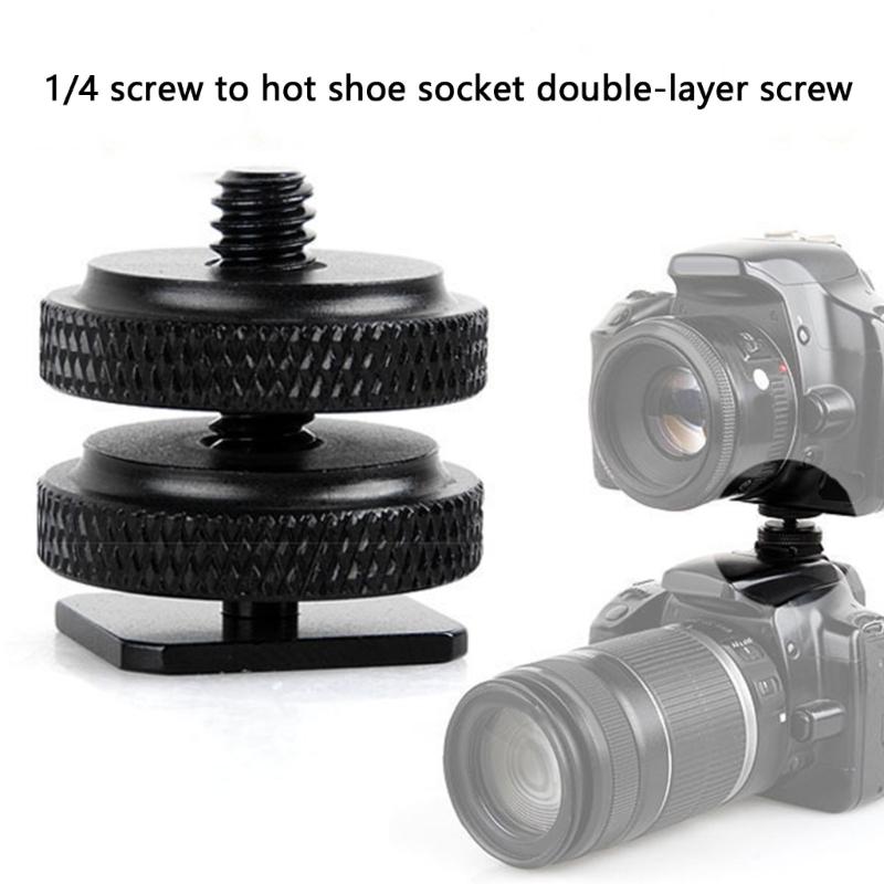 Aluminum alloy 1/4 Double Layer Hot Shoe Base Conversion Screw SLR Camera 1/4 Double-layer Hot Shoe Base Ballhead Access
