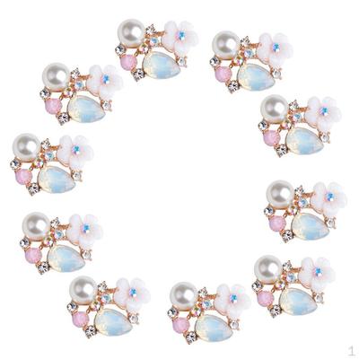 10 Pieces Diamante Crystal Flower Flatback Crafts Buttons Embellishments 17mm