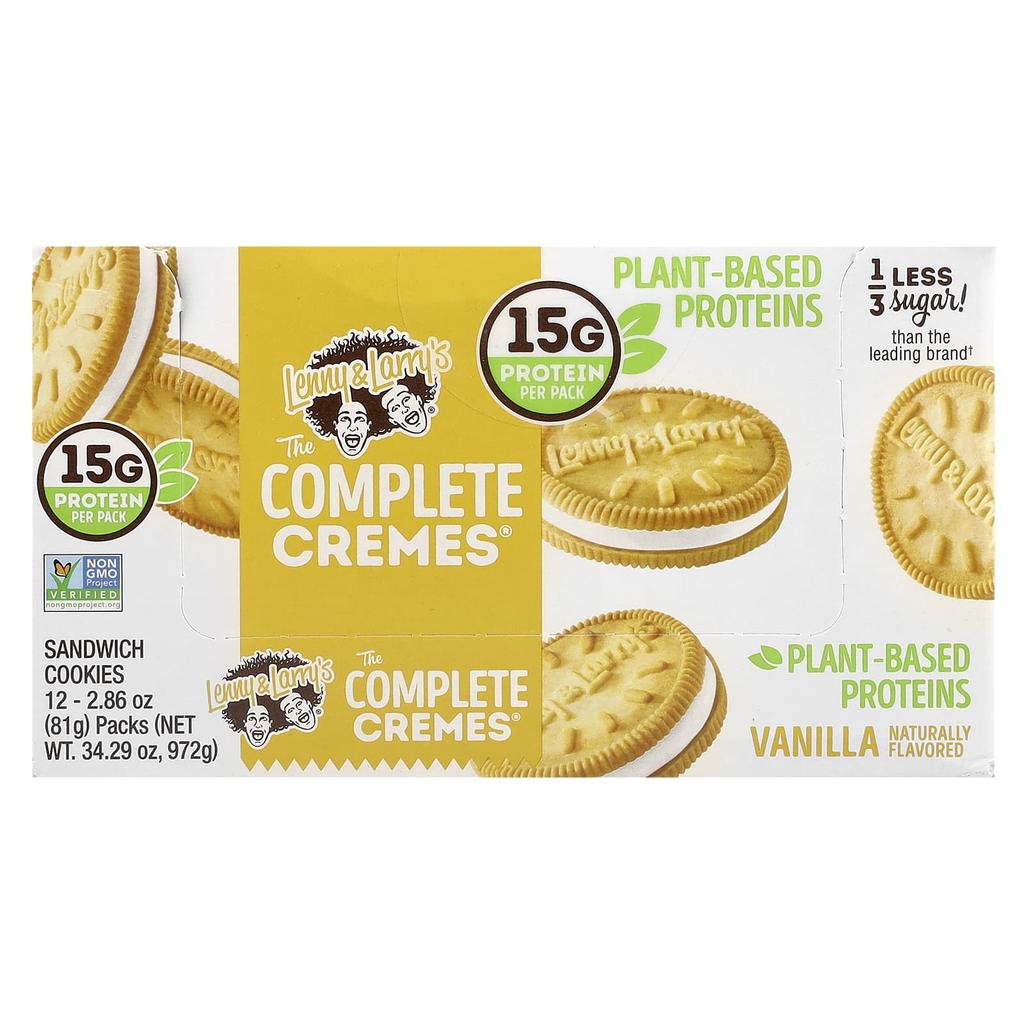 Lenny & Larry's The Complete Cremes®, Sandwich Cookies, Vanilla, 12 Pack, 81G (2.86Oz) Each