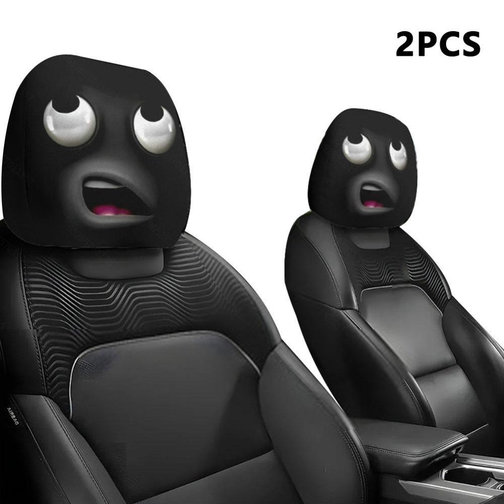 2 Stück Universelle Auto-Sitzbezüge Weihnachtsmann Atmungsaktive Auto-Kopfstützenbezüge Elastische Staubdichte Auto-Sitz-Kopfstützen