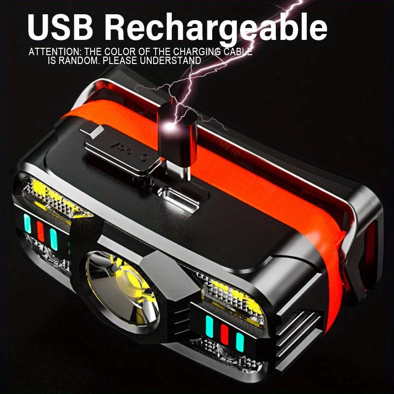 LED Outdoor Rechargeable Headlamp with Motion Sensor for Running,Hiking,Fishing,Floodlight,Emergency Lighting,Camping,Walking,Maintenance,Inspection