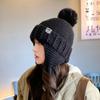 Women's Autumn and Winter Fashionable Korean Style Versatile Wool Hat Ear Protection and Warm Cute Wool Ball Knit Hat Pullover Cold Hat