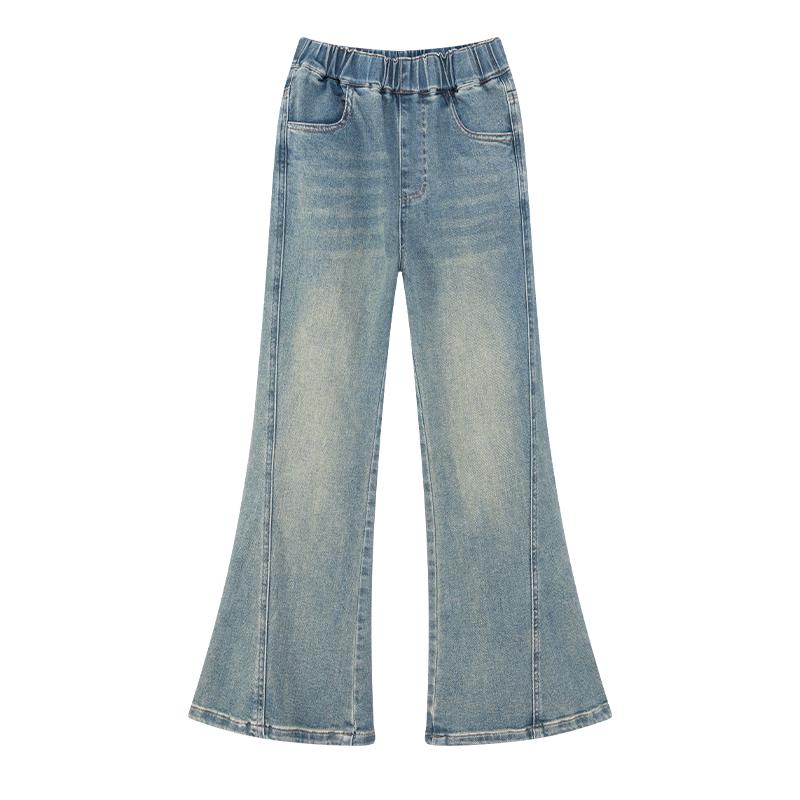 Girls' Soft Elastic Washed Flared Jeans