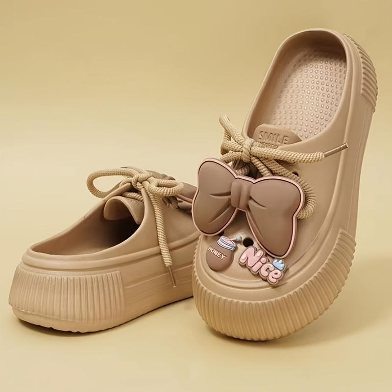 [Bequeme EVA-Pantoletten] Leichte & Atmungsaktive Damen-EVA-Pantoletten mit Schleife | Mehrere Farben, Höhenverstärkender Komfort, Langlebig & Rutschfest