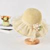 Summer  Lace-Trimmed Straw Hat With Flower Decoration Large Brim Sun Protection Hat Beach Hat For Women On Seaside Vacation