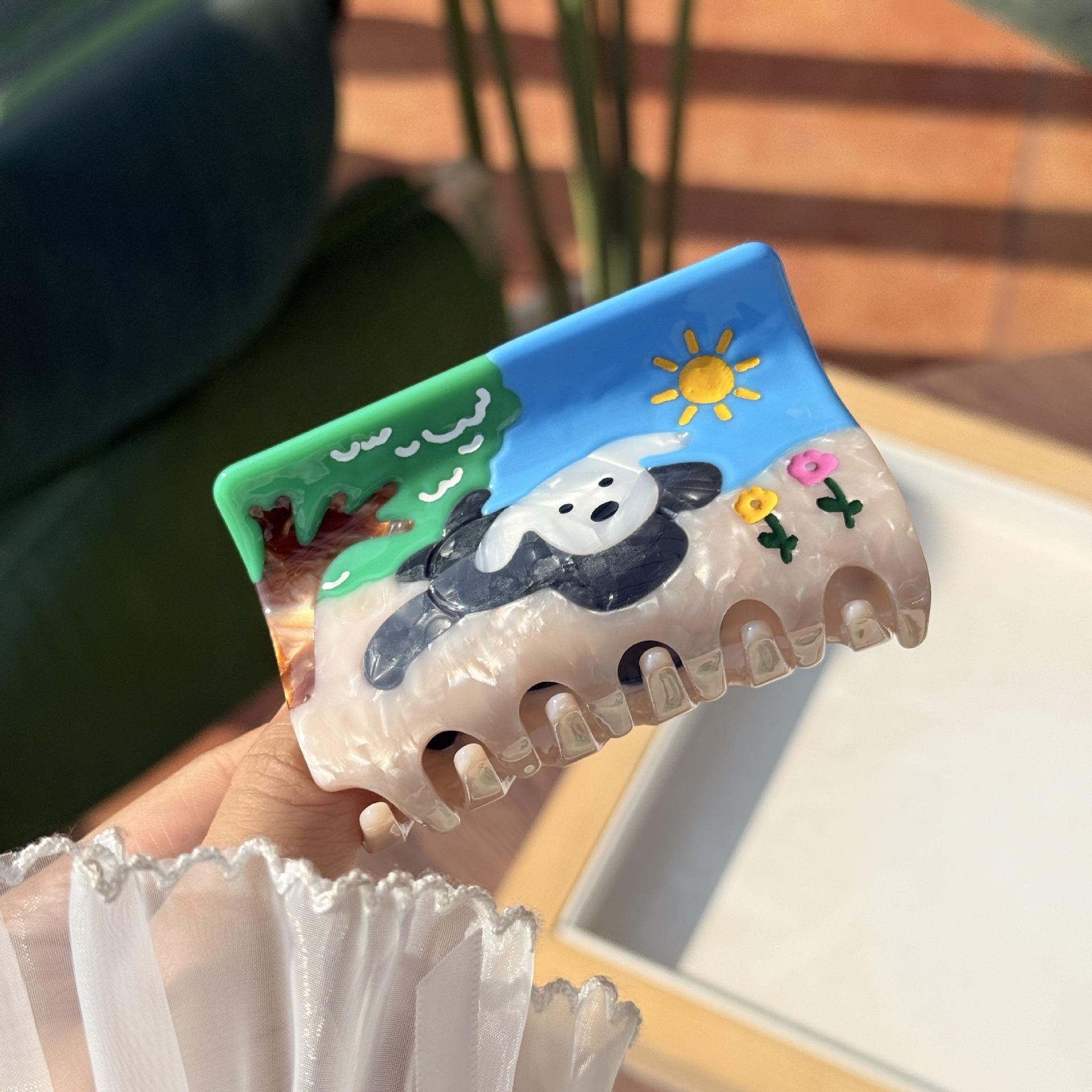 

1 шт. Новая заколка для волос в виде цветка, собаки, солнечного луга, белого облака, милого животного, мультяшная заколка-краб для волос, аксессуары для волос