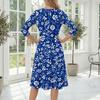 Women's Casual Fashion Round Neck Three Quarter Sleeve Printed Midi Dress