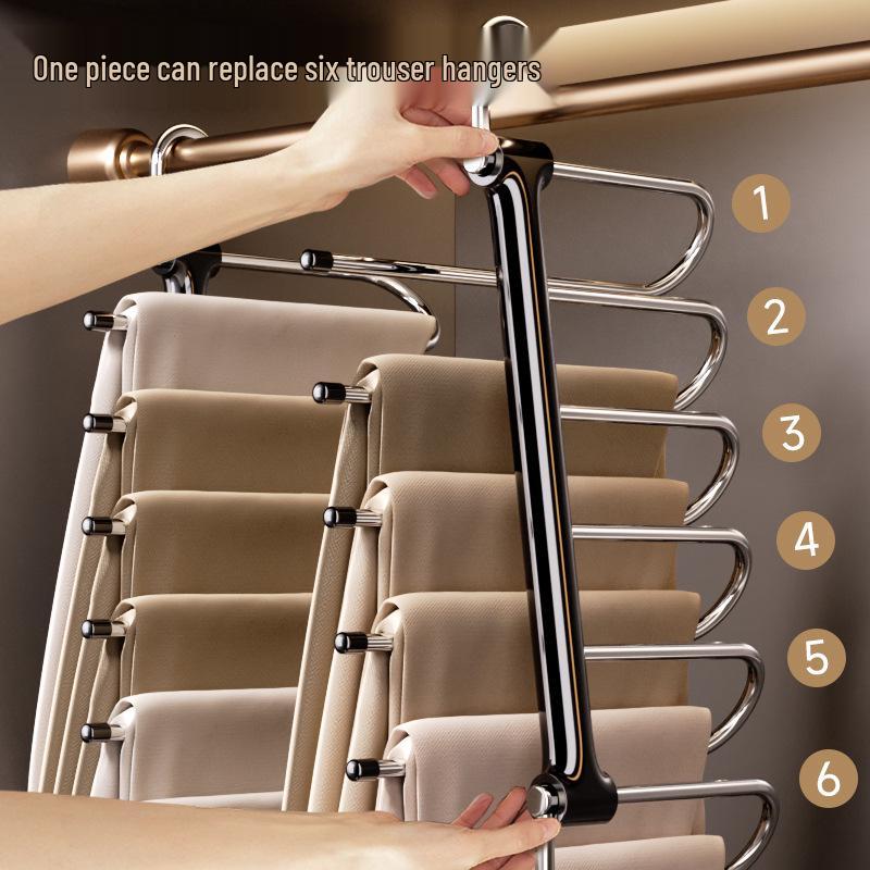 Multi-functional Non-slip Folding Pants Rack with Clips for Wardrobe Storage