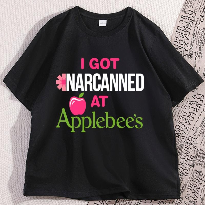 I Got Narcanned At Apple T Shirt Funny Food Short Sleeved Tshirt for Men Women Tee Clothes Loose Casual Cartoon Oversized Y2K