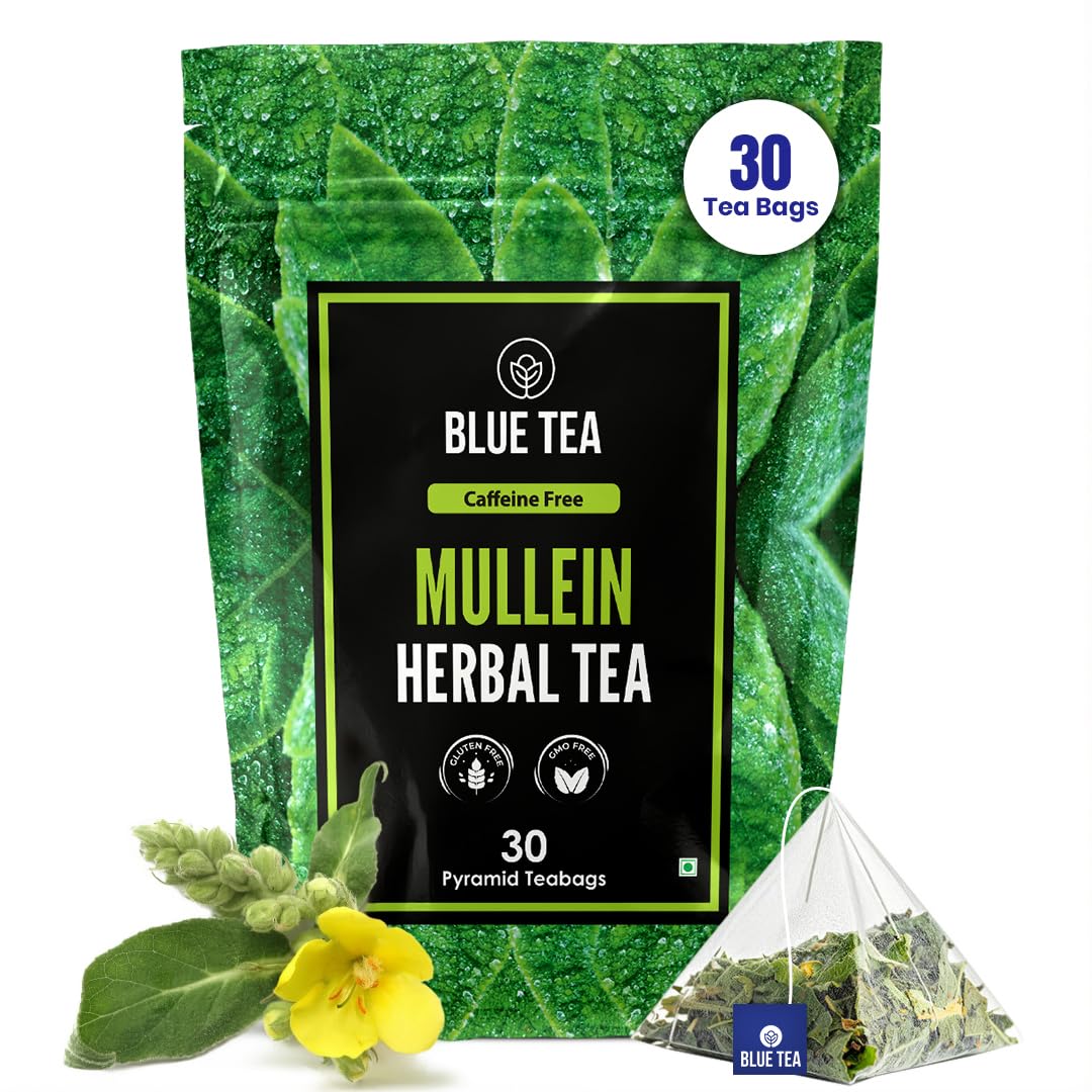 BLUE TEA - Mullein Tea - 30 Tea Bags - Plant Based | SUPER ANTIOXIDANT | For Immunity, Lung Detox, Respiratory Health | Caffeine Free - Leaf