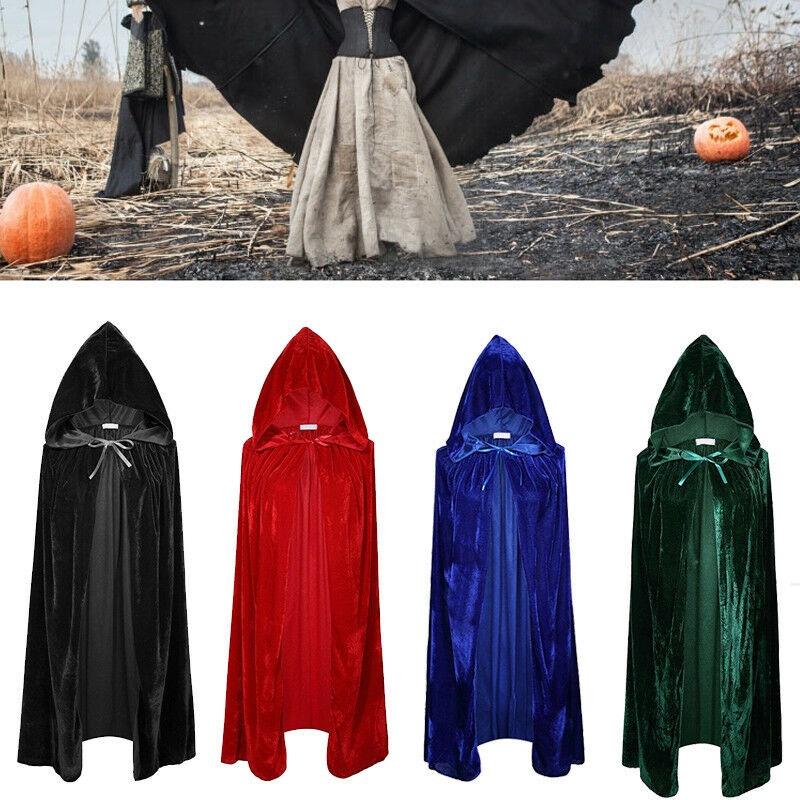 Luxuriöser Unisex Samt Halloween Kostüm Umhang mit Kapuze für Cosplay und Kostümparty