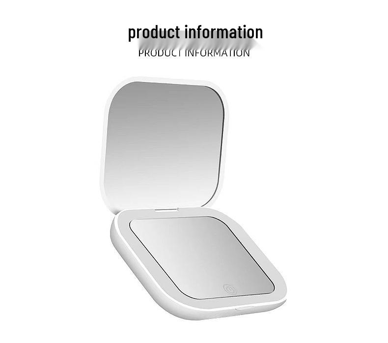 Tragbarer LED-Reise-Kosmetikspiegel mit Licht, Logo und faltbarem Design für Nachbesserungen