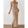 Women's Summer Vacation Beach Dress with Slit Slim Strap Long Dress