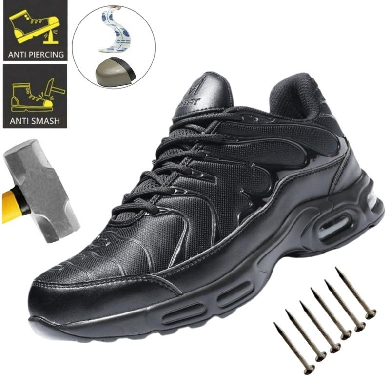 New Air Cushion Men Boots Work Sneakers Lightweight Breathable With Steel Toe Safety Shoes Puncture-Proof Work Shoes