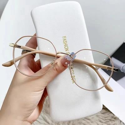 Occhiali da Lettura Rotondi Stile Coreano Anti Luce Blu Montatura per Computer Lega Donna Occhiali per Presbiopia 0 -1.5 -2 -2.5 -3