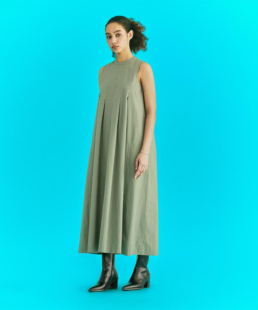 Er Er Pleated Detail Dress Khaki