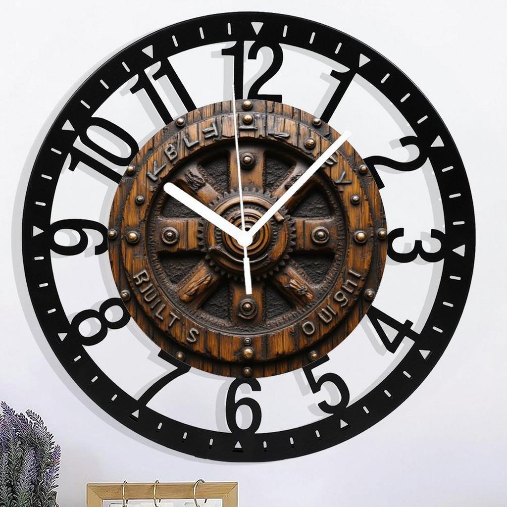 25cm Hammered Iron Wall Clock Featuring a Unique Handcrafted Textured Face