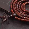 Natural Red Sandalwood Buddhist Bead Bracelet with Rice and Barrel-Shaped Beads