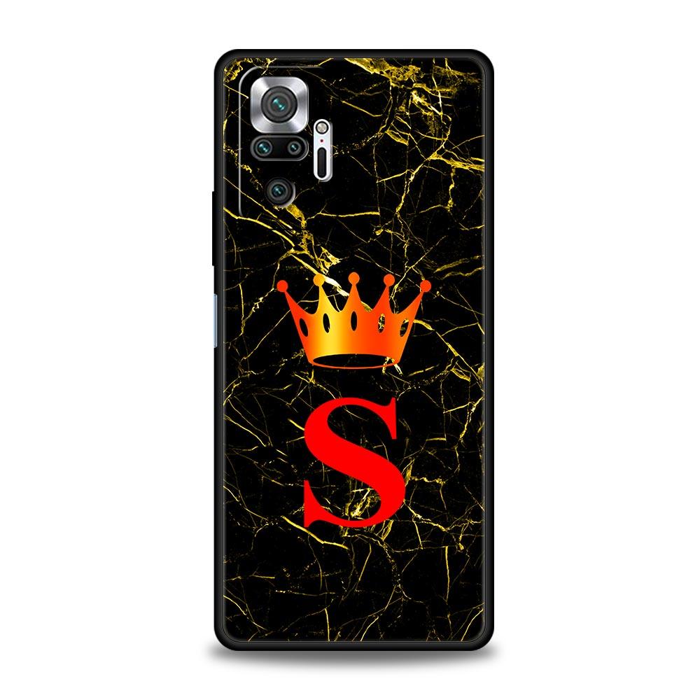 Marble Letter Phone Case For Xiaomi Redmi Note 14 13 5G 10 11 12 Pro Plus 4G 14C 13C 12C 10C Black Cover