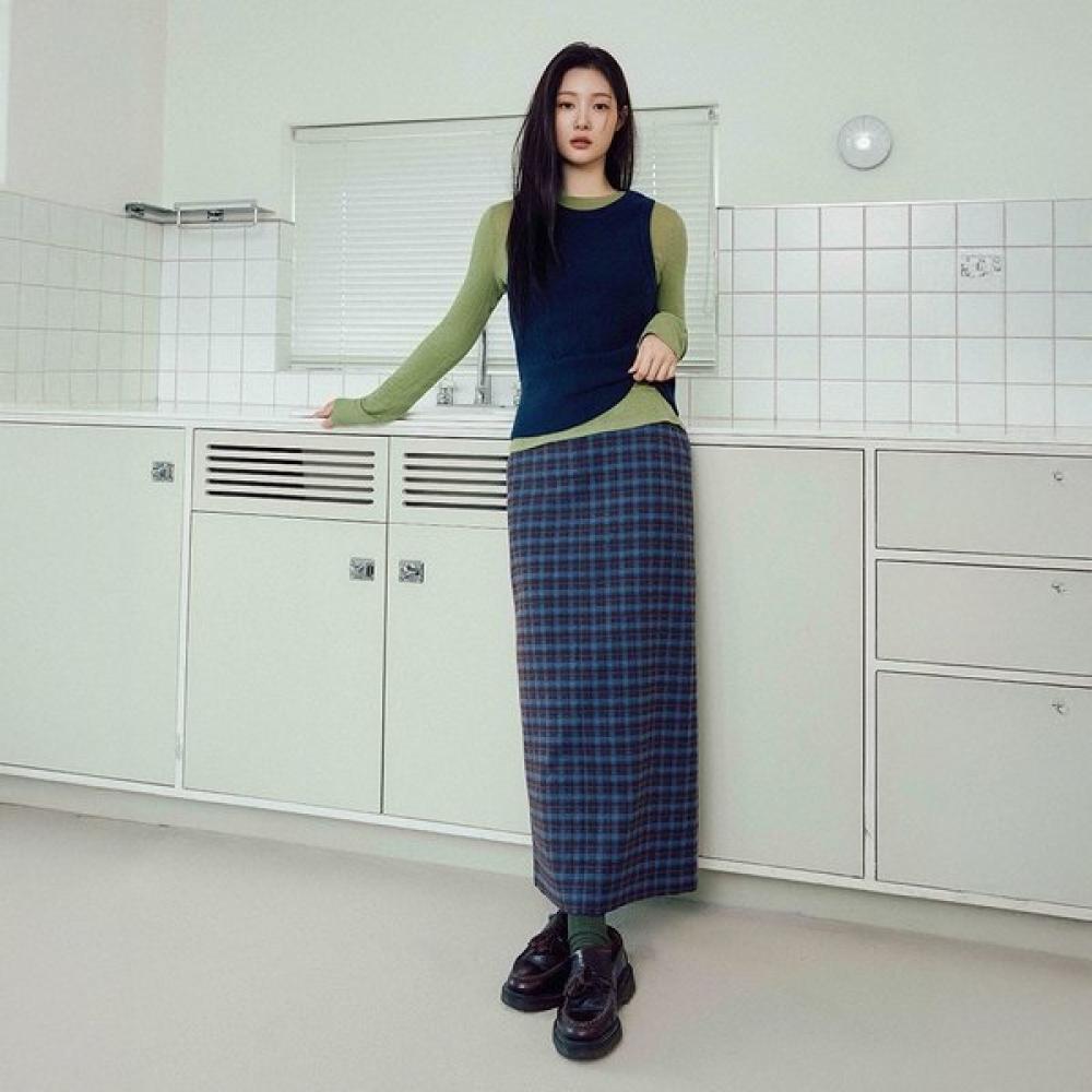 

On On H Line Maxi Skirt New5as824 28 BLUE CHECK/M_02