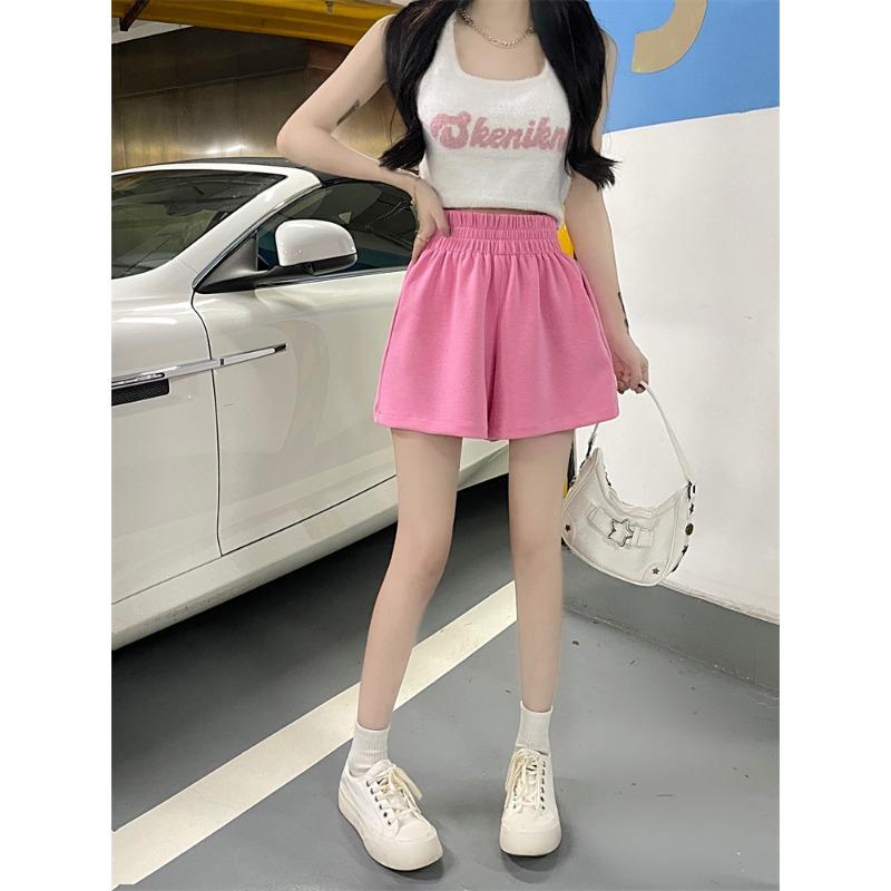 Spice Girls Pink Slacks for Girls Little Men with High Waists Sports Style Slim Straight Shorts