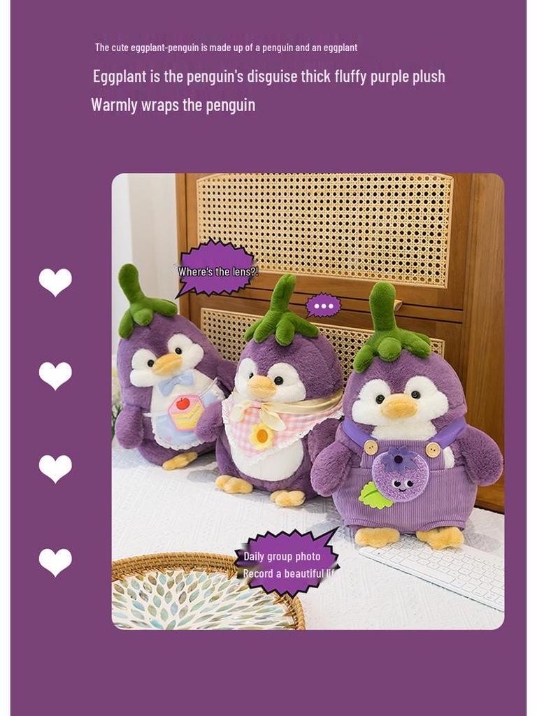 Adorable Eggplant Penguin Plush Toy - Cosplay Goose Pillow for Kids' Birthdays