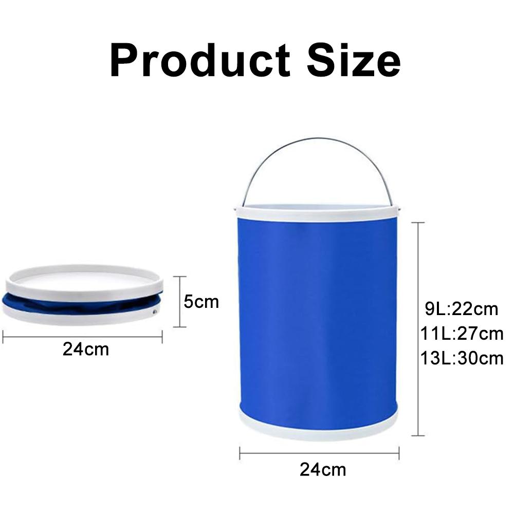 9L/11L/13L Collapsible Camping Fishing Bucket Waterproof Oxford Fabric Material Outdoor Vehicle Folding Bucket