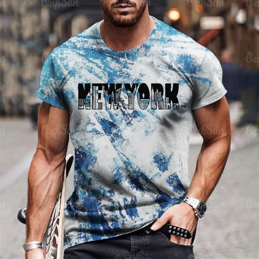 

Мужская футболка с принтом «Нью-Йорк», повседневная уличная мужская одежда, свободные топы с круглым вырезом и короткими рукавами, американская футболка большого размера XL 6XL