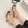 High Heels Summer New Hollow Mesh Flash Diamond Comfortable Not Tired Foot Temperament High Heel Sandals
