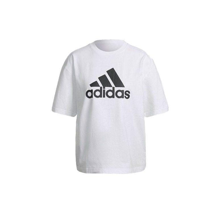 Adidas T Shirts Women's White Crew Neck Moderate Straight Fit HC6358