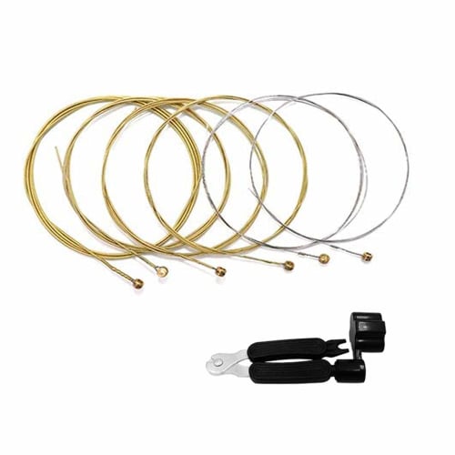 Replacement Brass and Steel Guitar Strings with String Cutter