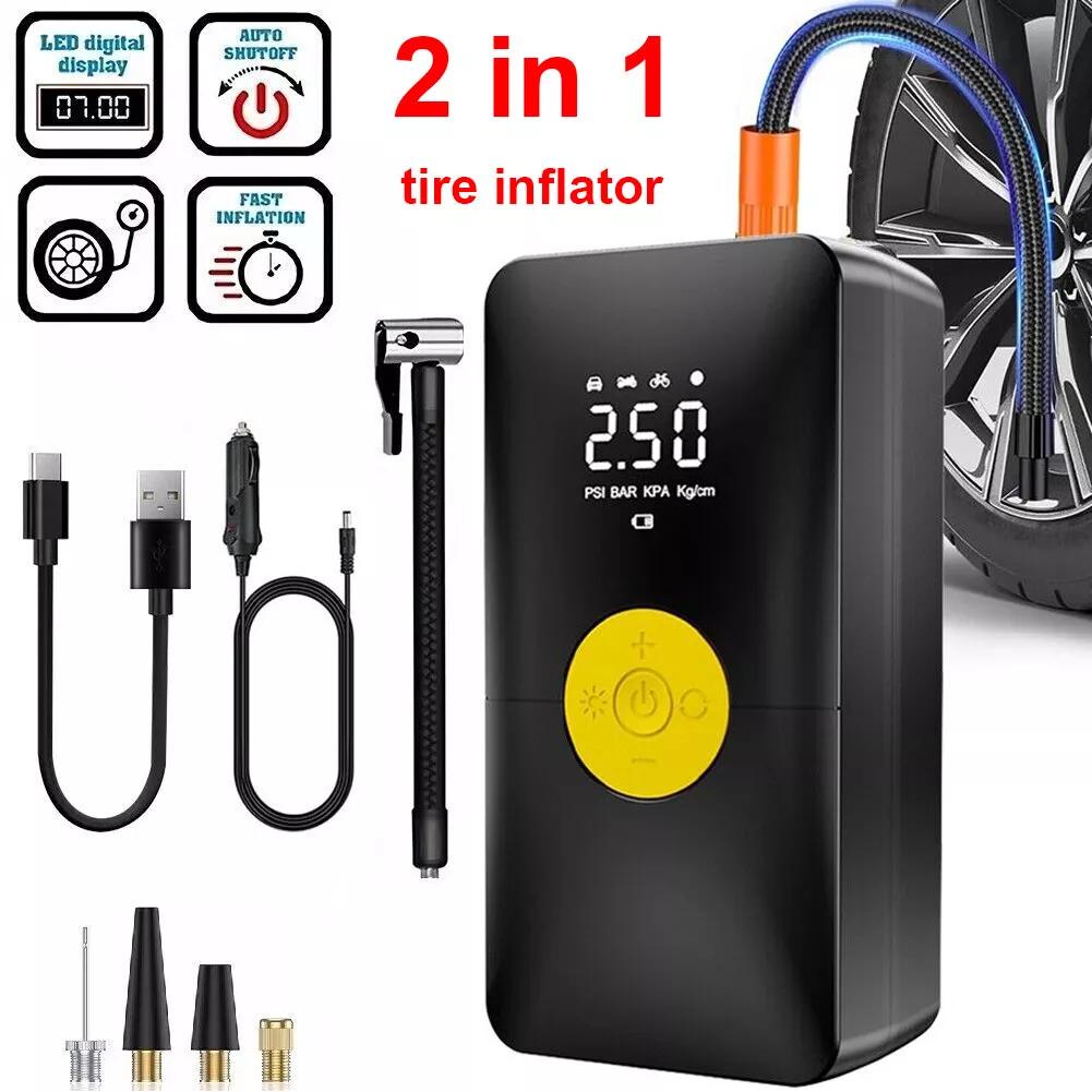 Tire Inflator Portable Air Compressor 120W 150PSI 4000mAh Cordless Air Pump with Pressure Gauge for Car Motorcycle Inflatable Bed
