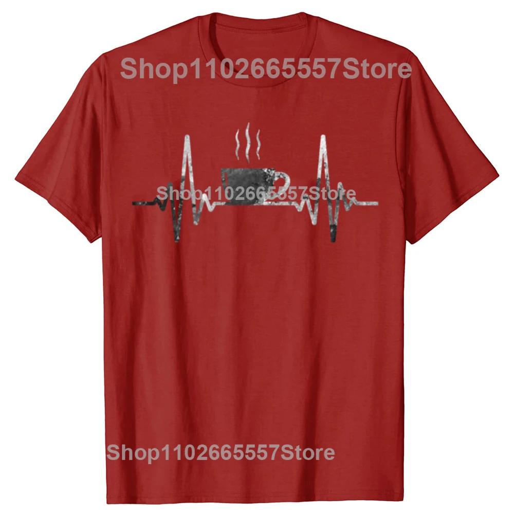 Funny Heartbeat Coffee Graphic Tshirts Men Womens Fashion Casual Tshirt 100 Cotton Loose Oversized Coffee Cup T Shirt S