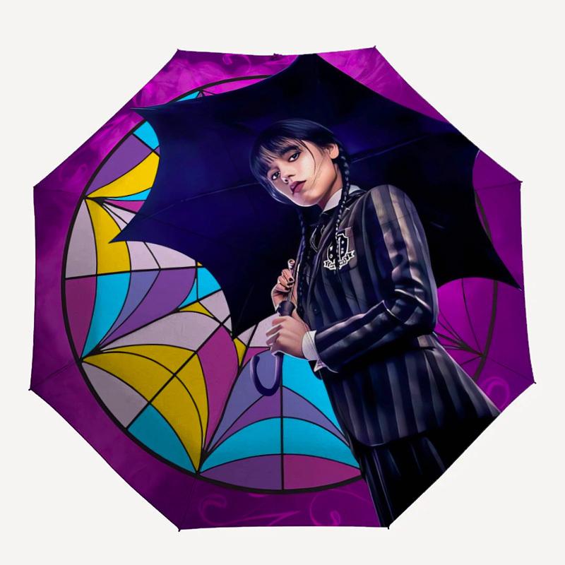 

1pc Umbrella Stained Glass Pattern Small Travel Compact Windproof Umbrella, Automatic Folding Umbrella, Automatic Open/Close ,Gift-90