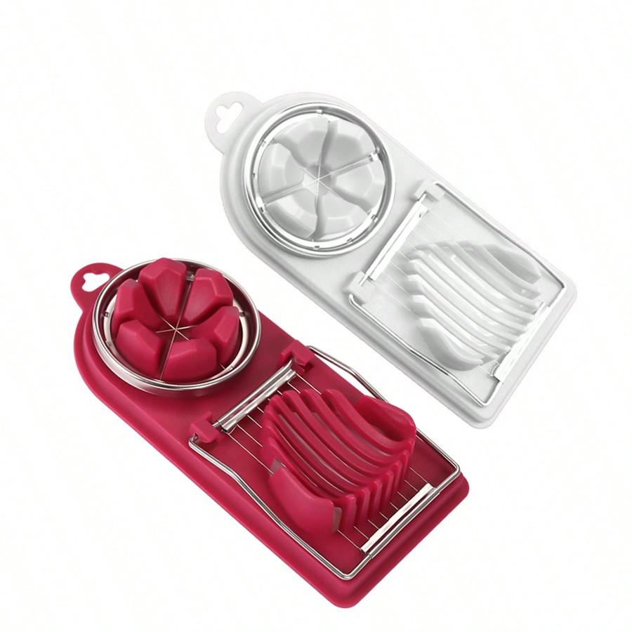 1pc Household Multifunctional Egg Cutter, Egg Slicer For Hard Boiled Eggs, 2 In 1 Egg Chopper/Divider/Dicer/Cutter, Kitchen Gadgets