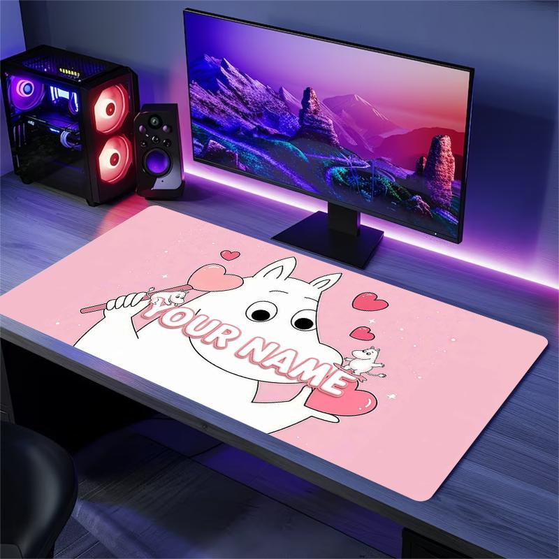 Custom Name,Moomin Mouse Pad, Large Gaming Desk Mat, Non-slip XXL Mousepad for Laptop & Tablet, Mini PC Playmat with Stitched Edges
