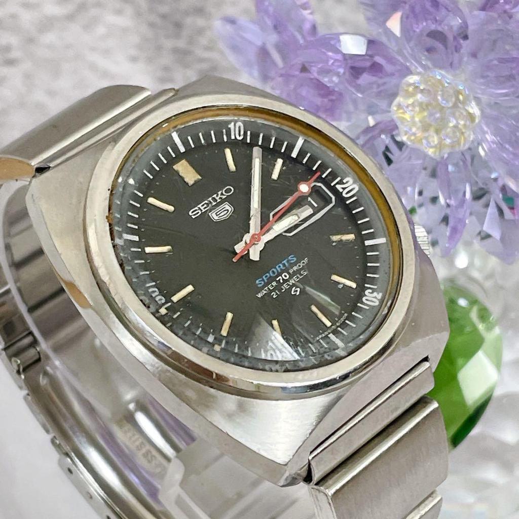 Used Rare SEIKO 5 SPORTS 6119 Vintage Watch #t57