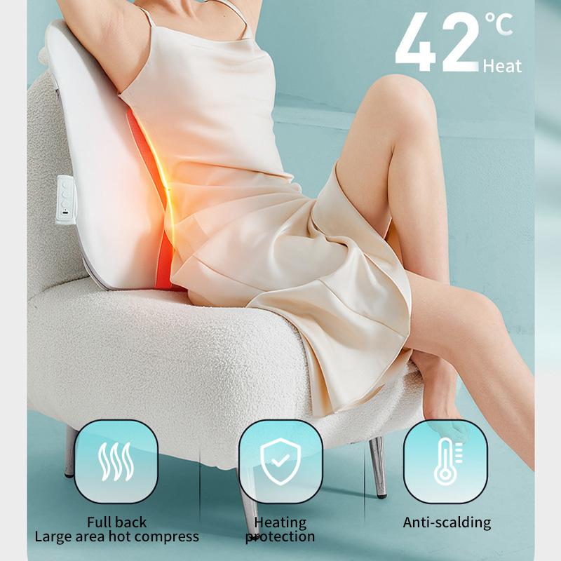 JINKAIRUI Electric Back Massager with Heat Portable Massage Cushion Cervical Waist Support Deep Tissue Kneading Shiatsu Rechargeable Use