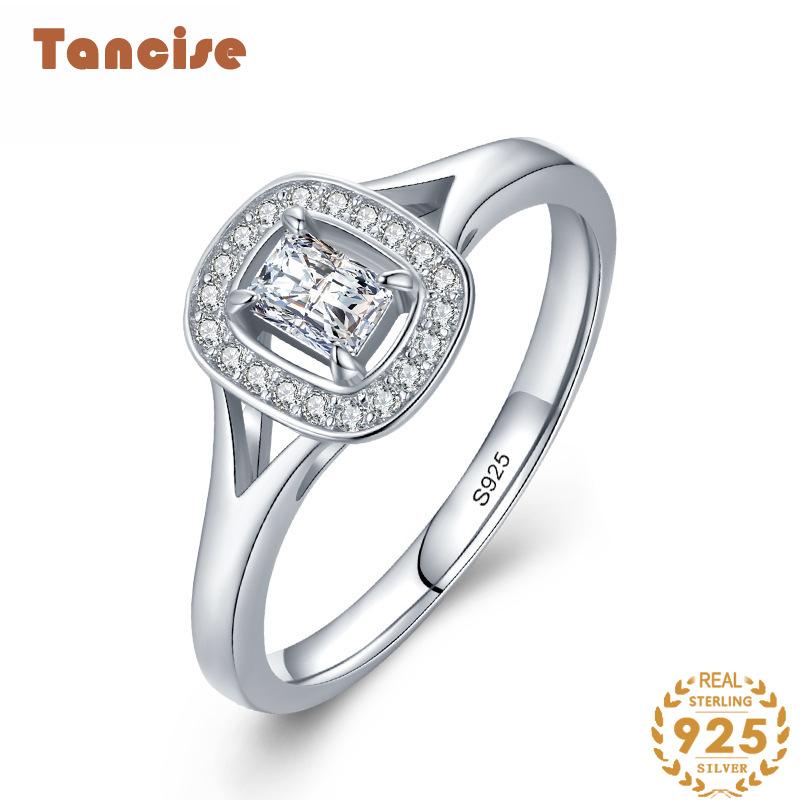

Tancise Classic стерлингового серебра 925 пробы кольцо с цирконом женские ювелирные изделия свадебное обещание вечерние подарок 5 серебряный
