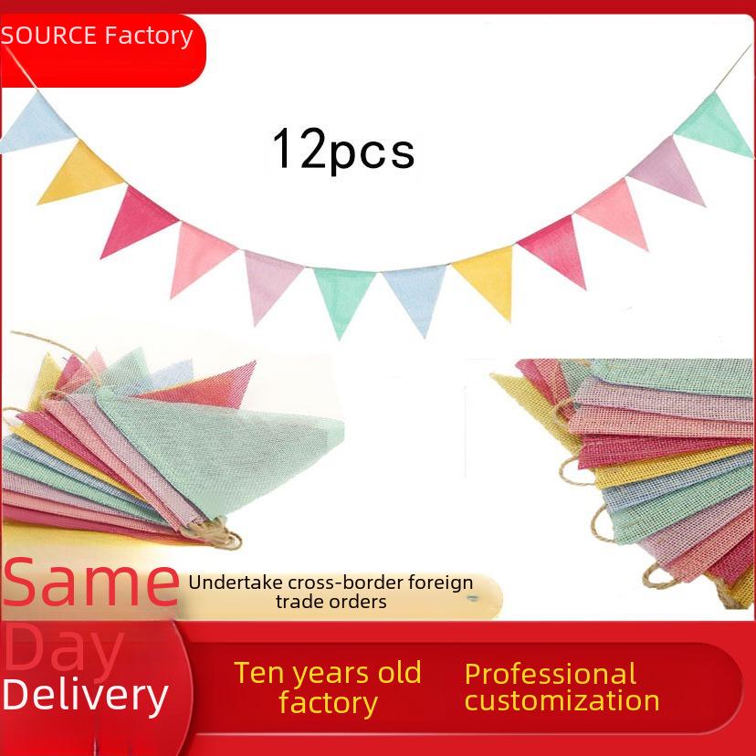 

Imitation Linen Triangular Flag - School Season Party Decoration Banner