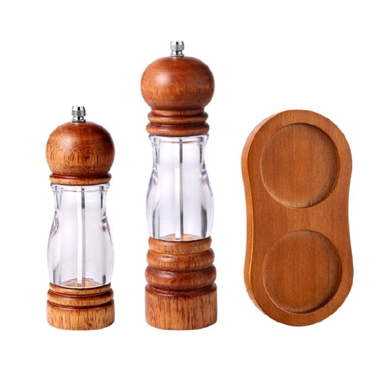 Manual Wood Peppers Grinder Refillable Manual Salt Grinder with Adjustable Coarse Spices Salt Grinder for Kitchen