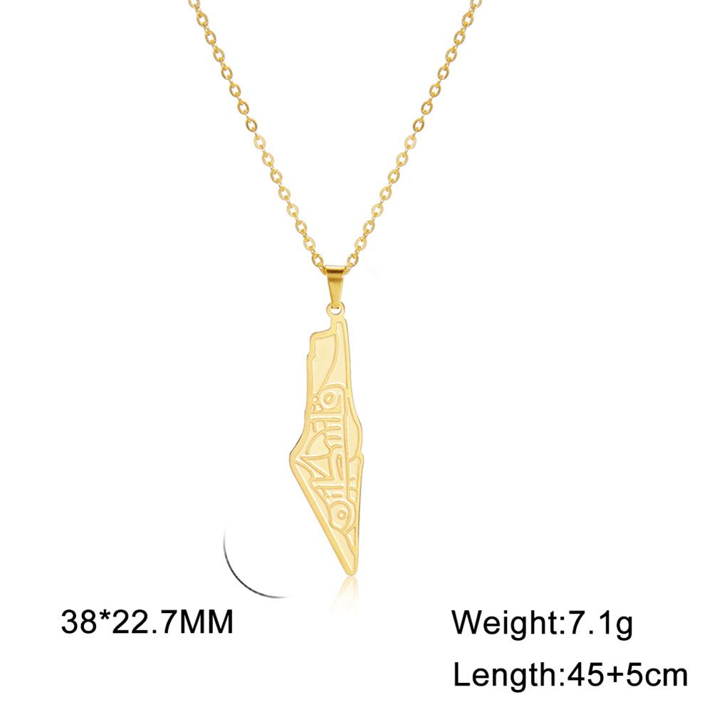  Fashion Israel Palestine Map Pendant Necklace Islamic Script Architecture Pattern Necklaces Stainless Steel Jewelry Gift