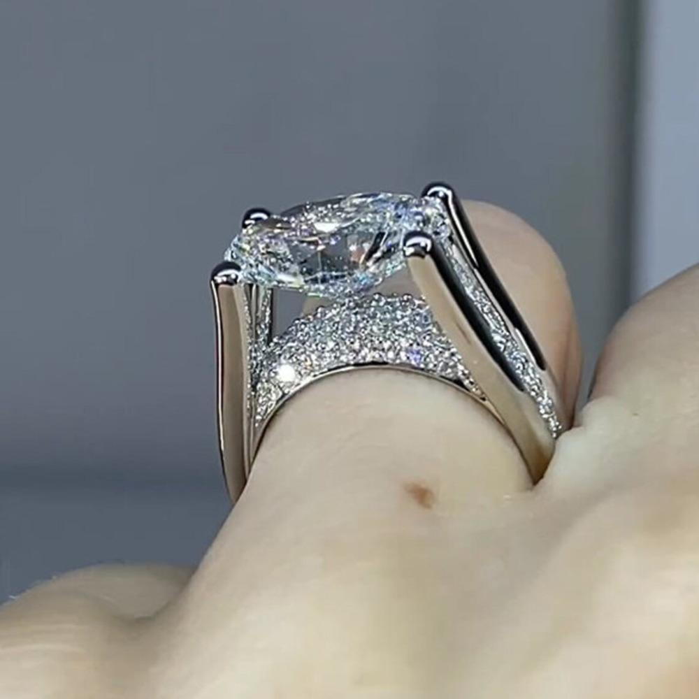WOSIKATE Luxury Egg Shaped High Carbon Diamond Engagement Ring For Women CopperEternal Heart Finger Ring Fashion Jewellery