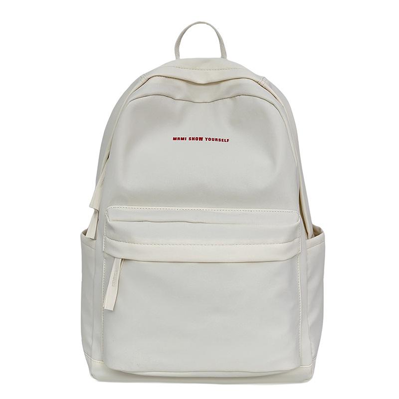 Middle School Student Schoolbag Women's Solid Color Letter Printed Backpack College Style Large Capacity Backpack