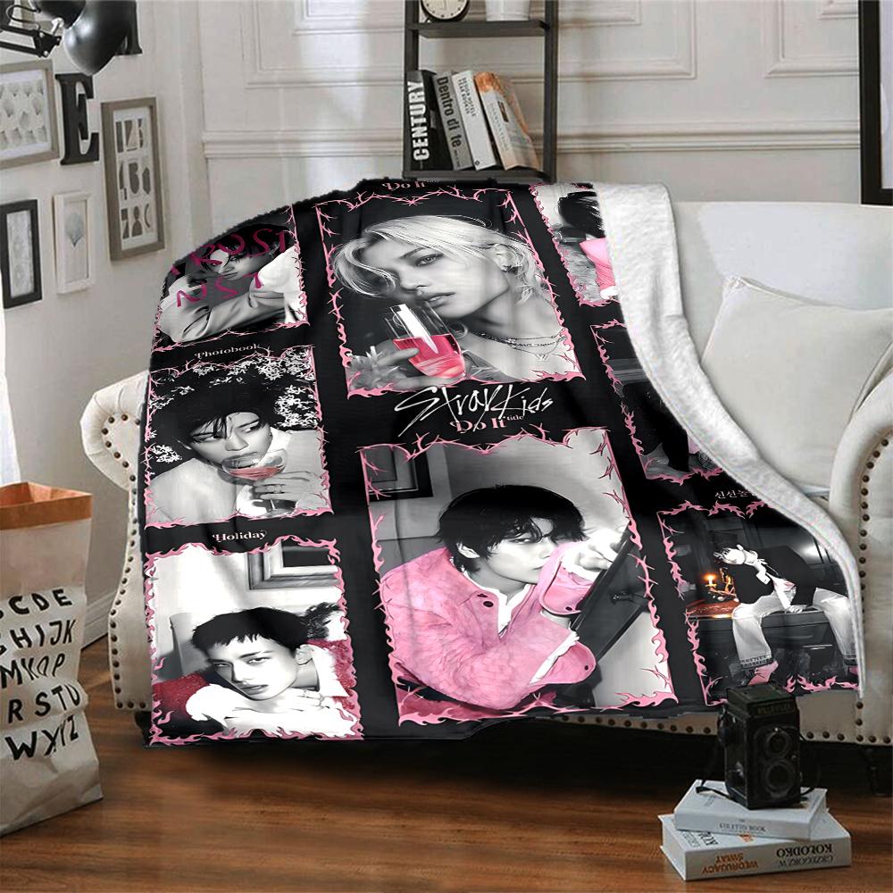 Pink Black Fashion Blanket Soft Throw Blanket For Home Bedroom Bed Sofa Travel Office Solid Christmas Blanket