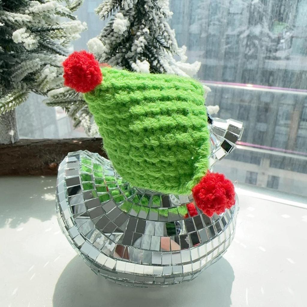 Small Disco Duck Decoration Christmas Foam Duck With Christmas Hat Glass Scene Decoration Dashboard Decor Glass Duck