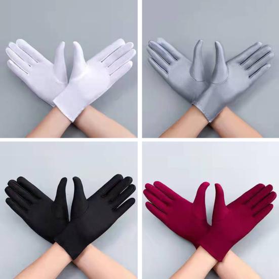 1 Pair Unsiex Winter Gloves Five Fingers Solid Color Elastic Anti-slip Sun Protection Breathable Soft Stage Performance Auction Ritual Girl