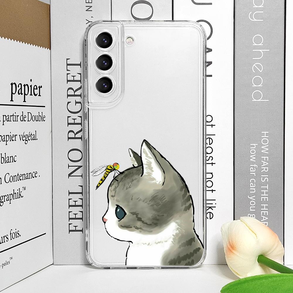 Cute Animal Cat Couple Lovers Phone Case for Samsung Galaxy A55 A54 A53 A52 A51 A70 A32 A31 A22 A13 4G 5G Clear Soft Cover Shell